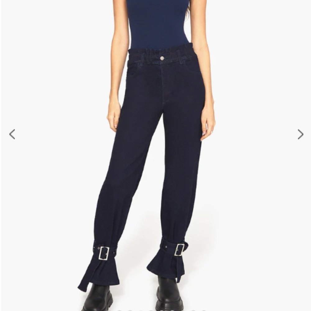 We Wore What - PAPERBAG STRETCH DENIM STRAIGHT ANKLE JEAN